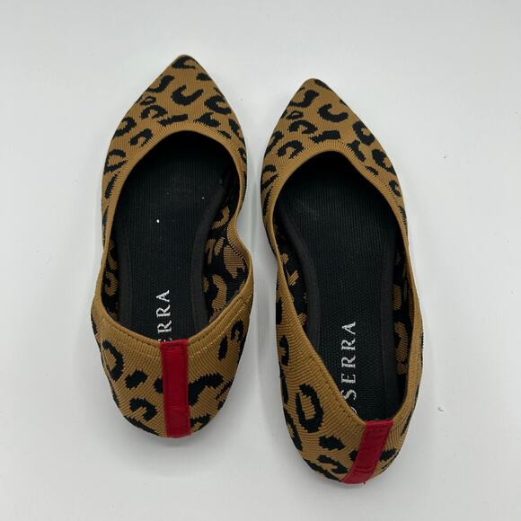 Serra Pointed Toe Flats Women’s 9 Leopard Knit Slip‑On Neutral Tan Black - Picture 3 of 12